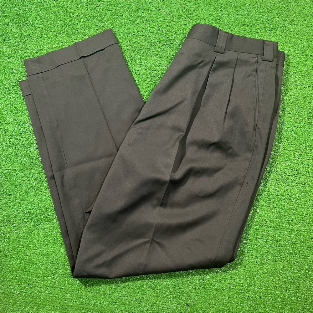 Vintage Pleated Dress Slacks SZ 38 High Rise Cuffed Dark Green Wool Blend 80s